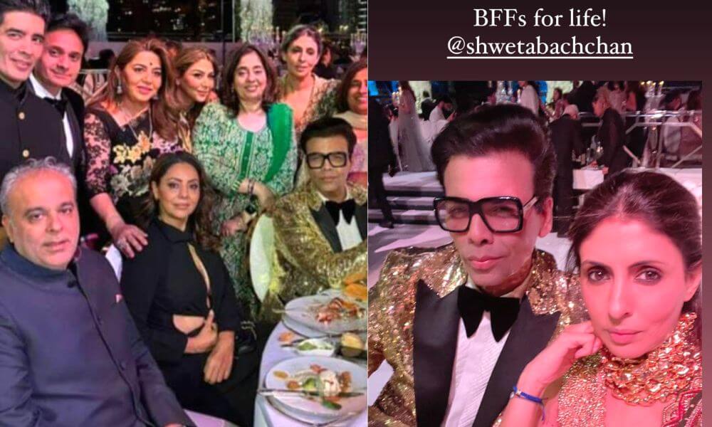 Shweta Bachchan And Karan Johar Wear Matching Bling Attire And Call Each Other BFFs