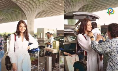 Kajal Aggarwal Looks Stunning As She Arrives At Mumbai Airport With Her Son Neil!