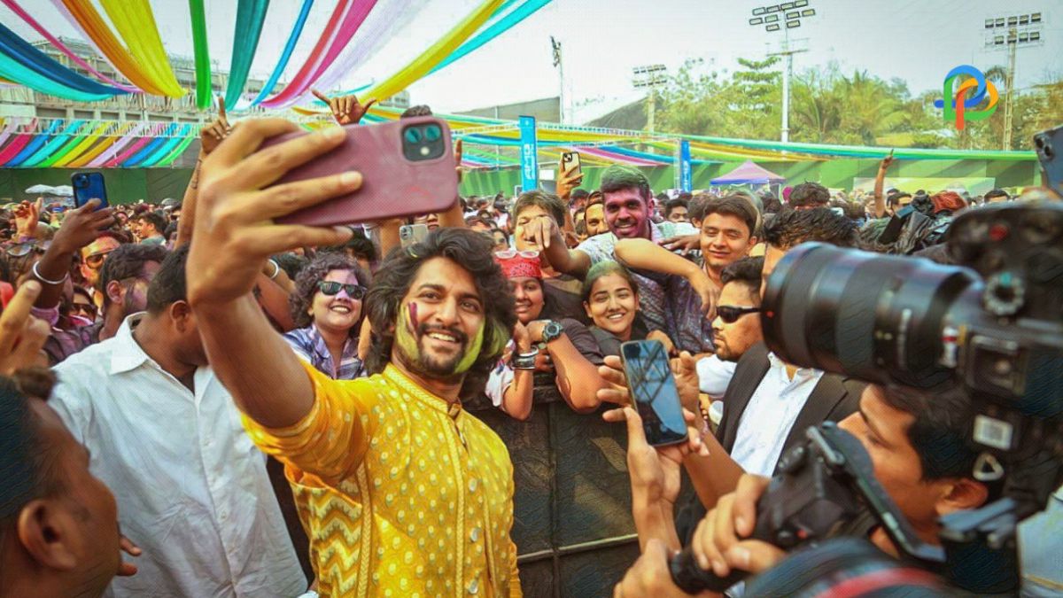 Nani Celebrates Holi With His Fans In Mumbai Before ‘Dasara’ Release