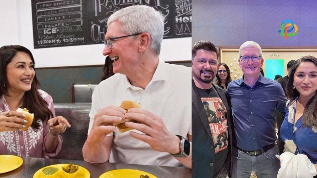 Madhuri Dixit And Tim Cook, CEO of Apple, Chow Down on Vada Pav!