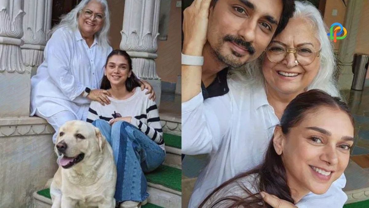 Siddharth And Aditi Rao Hydari Pose With Bina Kak During Their Rajasthan Vacation